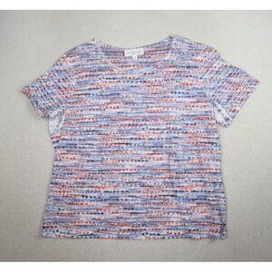 BRECKENRIDGE - WOMEN'S RED WHITE BLUE STAR PRINT BURNOUT T-SHIRT TOP - PXL